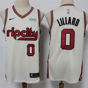 NBA Portland Trail Blazers #0 Damian Lillard Vyrų Krepšinio Jersey City Edition Swingman Jersey Dygsniuotos Retro Megztiniai
