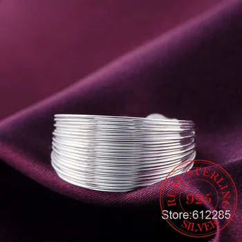Nekilnojamojo 925 Sterlingas Sidabro Atidaryti Žiedas INS Minimalistinio Multi-layer Audimo Linijos Piršto Žiedą, Moterims Pareiškimą, Reguliuojamas Žiedas