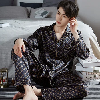 Nekilnojamojo Šilko Pajama Vyrų Lounge Sleepwear Satino Pižamos Pijamas Homme PJs Namų Drabužių Vyrų Hangzhou Gryno Šilko Pižama Rinkiniai