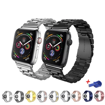 Nerūdijančio plieno dirželis apple watch band 44 mm iwatch juosta 42mm 40mm correa 38 mm Watchband Nuorodą apyrankę metalo riešo 4 3 2 1