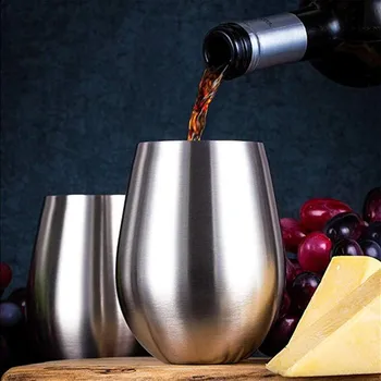 Nerūdijančio Plieno Vyno Taure Didelis & Elegantiškas Stemless Taurių 18 oz Neperleidžiama Grūdinto Metalo Geriamojo Stiklinės Masažuoklis Taurė