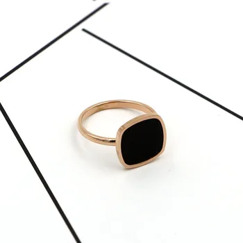 Nerūdijančio plieno žiedai moterims aneis feminino, geometrinis kvadratas juodos žiedas bižuterijos acero inoxidable joyeria anillos