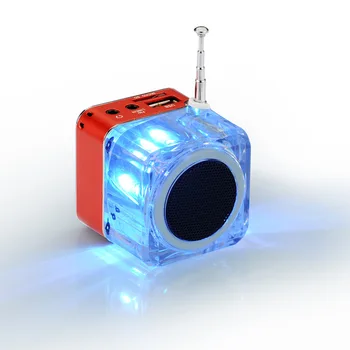 Nešiojamų FM Radijo Žadintuvas Mini Garsiakalbis Akrilo Kristalų LED Ekranas žemų dažnių garsiakalbis Mažas Stereo Soundbox dėl TF U Disko MP3 Grotuvas