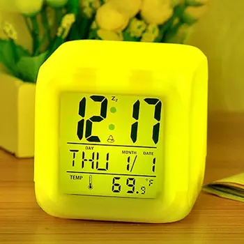 Nešiojamų Mielas Mados 7 Spalvų Keitimas Aikštėje Skaitmeninis Laikrodis-Žadintuvas su LCD Ekrano Šviesos Režimas Home Office UseHot