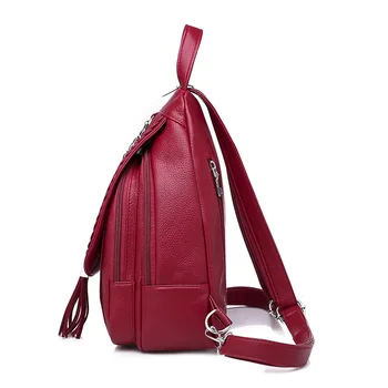 NIGEDU Grandinės kutas Moterims, Kuprinės, mažos Minkštos PU odos moterų pečių maišą Mergina Krūtinės maišelį kelionių kuprinė dizaino Kuprinė Raudona