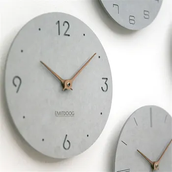 Nordic 12 colių Pilka Sieninis Laikrodis Modernus, MDF plokštė, Medinės Adata Kabo Laikrodis Minimalistinis Namų Dekoro Apvalus Laikrodis