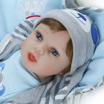 NPK 55cm gyvas naujagimis Baby girl šuo pliušiniai žaislai Vaikų kūrybinės dovanos Silikono Reborn Baby lėlės bonecas atgimsta