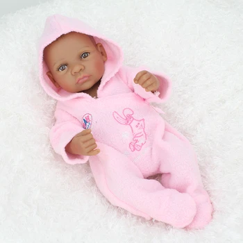 NPKDOLL 10 colių 25 cm Mini Kūdikis Reborn African American Baby Doll, Juoda Mergytė Visiškai Silikono Kūno Reborn Baby Lėlės Mergaitėms
