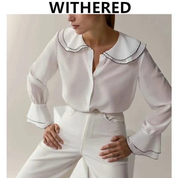 Nudžiūvo, england stilius vinatge mados peter pan apykaklės palaidinė moterims blusas mujer de moda 2020casual marškinėliai moterims palaidinės ir topai