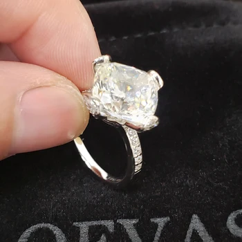 OEVAS 925 Sterlingas Sidabro Vestuvių Žiedas Putojantis 11*11mm didelių Anglies, Deimantų Vestuvių Dalyvavimo Šalies Smulkių Papuošalų Didmeninė