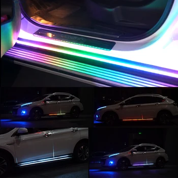 OKEEN Automobilio 12V LED Durų Šviesos Universali Lanksti Juostelė atspari Vandeniui Lengvųjų Automobilių Durų Sveiki Lempa Nuotolinio valdymo Priedai