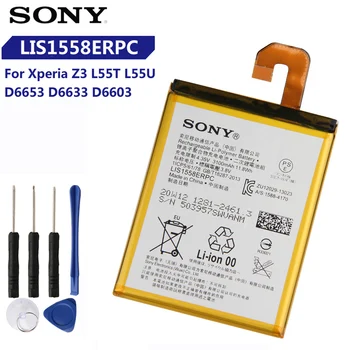 Originalaus SONY Baterija LIS1558ERPC Sony Xperia Z3 D6653 D6633 L55T L55U D6603 Originali Telefono Baterija 3100mAh