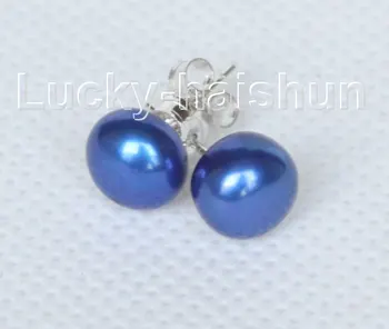 Originali Stud 8mm, tamsiai mėlynos gėlavandenių perlų Auskarai