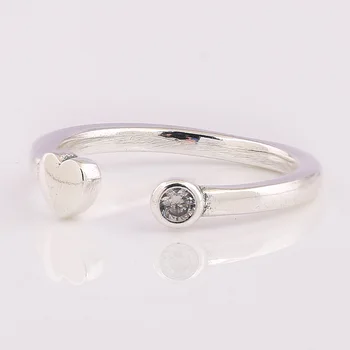 Originalus 925 Sterlingas Sidabro Žiedas Ažūrinės Figūrinių Širdies Žiedas Crystal Moterims Vestuves Dovanų Fine Jewelry