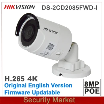 Originalus Hikvision anglų DS-2CD2085FWD-aš 8MP Tinklo Bullet Kameros 4K POE H. 265+ H. 264 IR IP67 vaizdo kamera, SD Kortelės Lizdas
