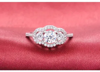 Originalus kieto nekilnojamojo 925 Sterlingas Sidabro žiedai trijų akmenų vestuvinis žiedas moterims Prabanga Kalėdų dovana anel papuošalų R1406