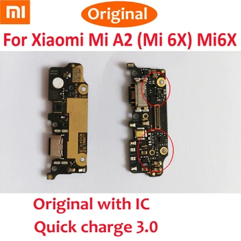 Originalus USB Įkrovimo lizdas Mokestis Valdybos Xiaomi Mi A2 MiA2 / Mi 6X Mi6X Dokas Plug Jungtis Su Mikrofonu flex kabelis
