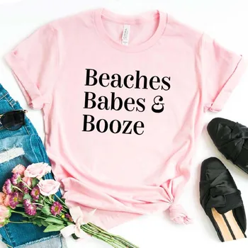 Paplūdimiai Babes & Girtauti Spausdinti Moterų marškinėlius Medvilnės Atsitiktinis Juokingi marškinėliai Lady Mergina Viršuje Tee Hipster Lašas Laivas NA-158