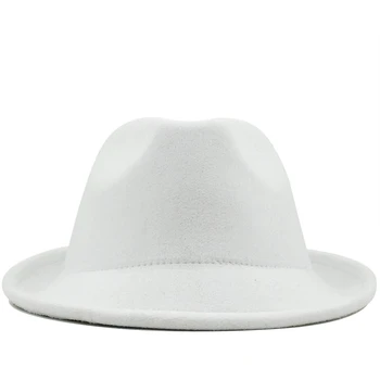 Paprastas žalios Vilnos veltinio Kepurę Kaubojus Džiazo Bžūp Tendencija Trilby Fedoras skrybėlę Panama kepurė chapeau grupė Vyrų Moterų 56-58CM