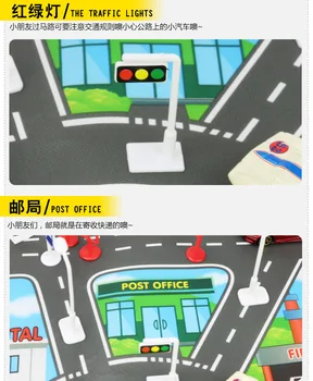 Patrauklios Anglų Kalba Eismo Kelių, Žaisti Kilimėlis Automobiliu Miesto Automobilių Stovėjimo Žemėlapis Įdomių Žaislų Vaikams Creative Statyba, Kelių