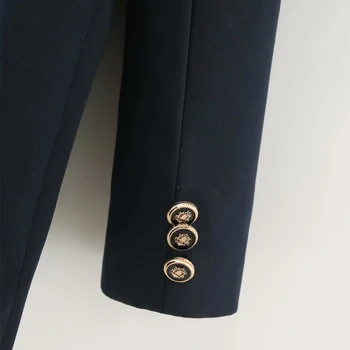 Pavasarį ir rudenį moterų striukė atsitiktinis vientisos spalvos dvieiliai kišenėje dekoratyvinis striukė