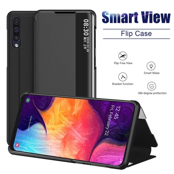 Peržiūrėti Smart Flip Case For Samsung Galaxy A50 A51 A71 S7 Krašto S8 S9 Plus S10 Lite S10e S20 Pastaba 8 9 10 A6 A7 A9 J4 J6 2018 Dangtis