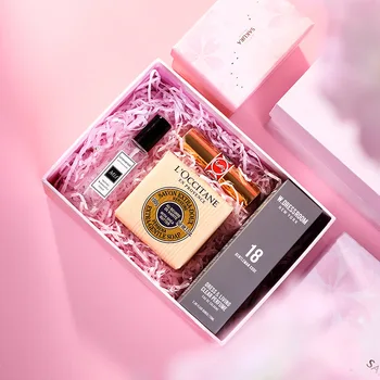 Pink cherry blossom dovanų dėžutes, stačiakampio aukščiausios kokybės dangtelį dėžutę mažų ir tyrą ir šviežią Valentino Diena pakuotę dovanų dėžutėje