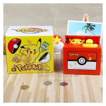 Pokemon pav žaislai Anime Elektroninių Pinigų Lauke Pikachu Pavogti Monetos Piggy Bank Pinigų seifas Pokemon paveikslas dovana vaikams