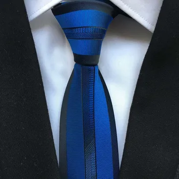 Prabangių drabužių Vyrams Liesas Kaklaraištis Unikalus Skydelis Necktie Royal Mėlyna su Juoda Vertikali Juostele Ribojasi Gravata