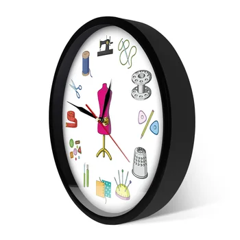 Pritaikyti Parduotuvė Quilting ir Siūti Laiko Siuvėja Modernus Sieninis Laikrodis Pritaikyti Etiketės, Siuvimo Pasirašyti Sieninis Laikrodis Individualizuoti Pagal Pavadinimą