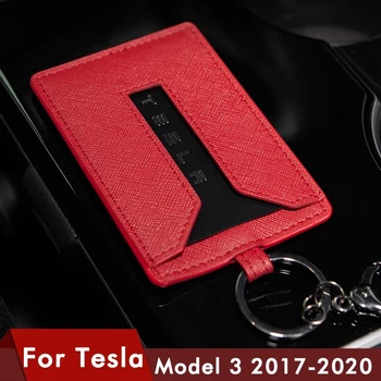 PU Odos Automobilio Raktas Atveju Tesla Model 3 Kortelės Dangtelį Piniginės Raštas Laikiklis su Kabliu Keychain Už Tesla Model Y Priedai