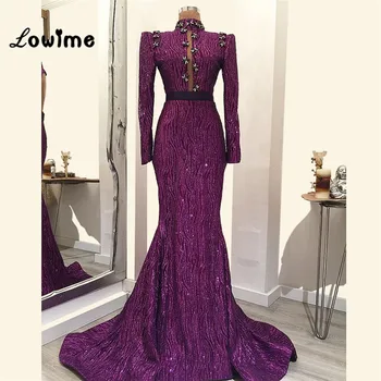 Purple Elegantiškas Vakarinę Suknelę Oficialaus Ilgai Undinė Prom Dresses Musulmonų Afrikos Moterų Šalis Suknelė Arabų Vakare Chalatai 2018 Naujas