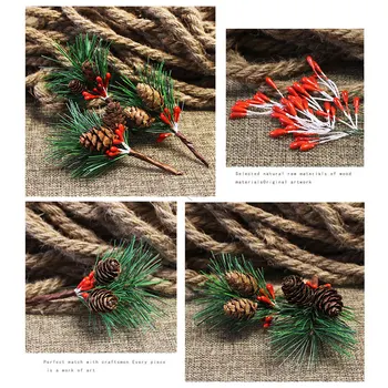 Pušų Spyglių Dirbtinių Gėlių Gėlių Susitvarko KALĖDŲ Medžio Pakabukas Modeliavimas Kalėdų dovana vyniojimo Kalėdų Uogų Šakelė Filialai