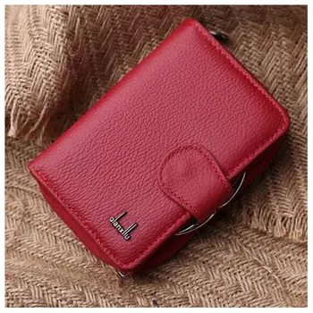 Qian Xi Lu moterų piniginės Cortex užtrauktukas ir hasp piniginės (Raudona)12.5*8.5*4cm