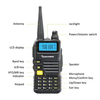 Quansheng UV-R50 Walkie Talkie VHF UHF Dual Band Ilgo Nuotolio UVR50 Communicator Nešiojamų Du Būdu Radijo UV R50 5W FM siųstuvas-imtuvas