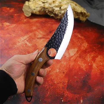 Ranka mušti didelio kietumo aštrių iškaulinėjimas peilis, importuojama iš Japonijos, 5 Cr3WOv plieno Xanadu medinė rankena slicer mėsininko peilis