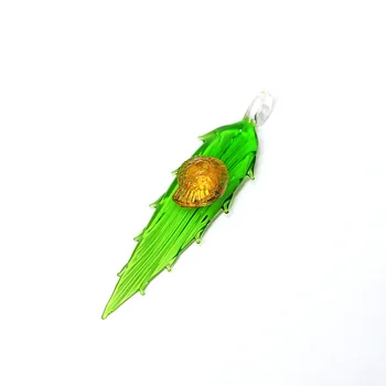 Rankų darbo stiklo biedronka mini figūrėlės ornamentu atitikimo žali lapai, Kūrybinis dizainas pasakų sodo namų dekoro priedai priedai veltiniams, vilna