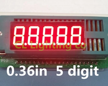 RAUDONA 0.36 colių, 5 Skaitmenų 7 Segmentų skaitmeninis Šviesos diodų (LED Skaitmeninis Skaitmeninis Ekranas,Bendro Katodo 0.36