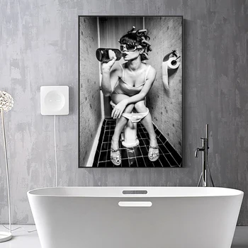 RELIABLI Tualetas Plakatas Seksuali Moteris Gerti, Rūkyti Sienos Meno Gyvenamasis Kambarys Vonios kambarys Wc Namų dekoro Nuotraukas Spausdina