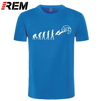 REM Juokinga Kitesurf Marškinėliai - Kite Surfinger Evoliucija Kite Boarding, Medvilnės, Print T-Shirt Cool Slim Fit Laiškas Spausdinti Marškinėliai