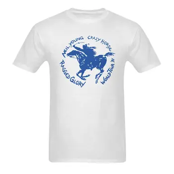 Retas Neil Young Crazy Horse Senovinius Kelionių 1991 T-Shirt World Tour Vyrų Vasaros Trumpomis Rankovėmis Marškinėliai