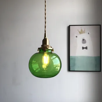 Retro 6color stiklo kūrybos dekoratyviniai priedai veltiniams, vilna lempa patalpų kavinė miegamojo kambarį pakabukas šviesos laiptų lovos kabo LED lempos