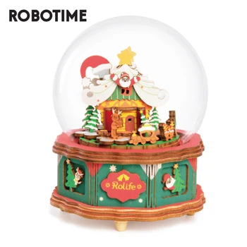 Robotime Kalėdų Miestelis Music Box Medinių Modelių Kūrimo Rinkiniai Žaislai Vaikams, Merginos Kalėdų Dovana