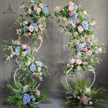 Romantiška Vestuvių, Balta ir Aukso vestuvių gėlių arka metalo stovėti vestuvių dekoravimas