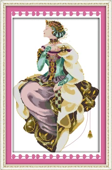 Rudens karalienė kryželiu rinkinys grožio moteris 18ct 14ct 11ct skaičius atspausdinta drobė x siūlių siuvinėjimui 