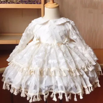 Rudenį, žiemą ispanijos Lolita baby Girl kamuolys suknelė suknelė nėrinių susiuvimo kutas blyksnius rankovės vaikams gimtadienio vakarėlio princesė suknelė