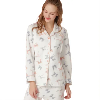 Rudenį, žiemą motinystės nustatyti ilgomis rankovėmis laktacijos drabužis motinystės pižama gali būti dėvimi ne oro medvilnės pijamas moterų medvilnės