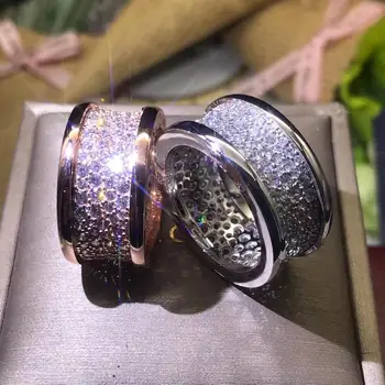 S925 sterlingas sidabro puikus žiedai deimantas brangakmenio vestuvių juostoje šalies Kokteilis bižuterijos žiedas porų, vyrai moterų
