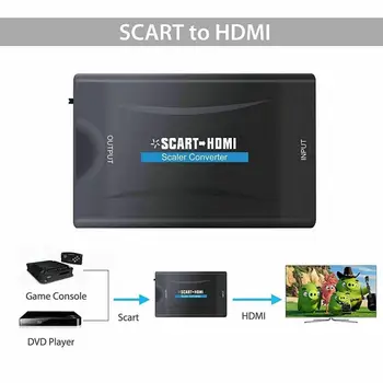 SCART Į Konverteris Upscale Vaizdo Garso Signalo Adapteris Keitikliai Su Įkrovimo Adapterio Kabelis Sky Box 1080P HD DVD, STB