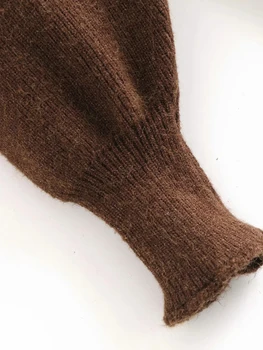 Senovinių moterų backless knitwears 2020 m. rudenį, rudos spalvos laisvalaikio moteriški megztiniai mados moterų medvilnės megzti marškiniai minkšta merginos knits